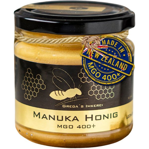 Grega´s Imkerei Honig Manuka Honig MGO 400+ Labor Zertifiziert, 1 x 250 g, (Original aus Neuseeland, Cremiger Honig), in deutschen Laboren getestet & zertifizie