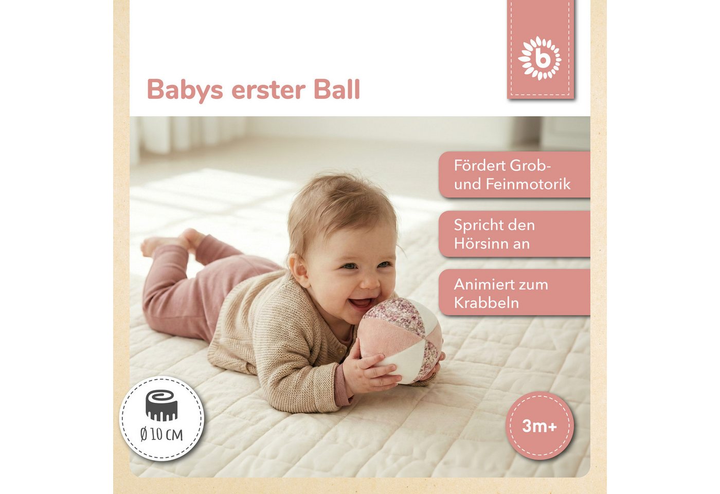 BIECO Greifspielzeug Bieco Softball mit Rassel, Ella, Ø 10 cm – Bild 2 von 5