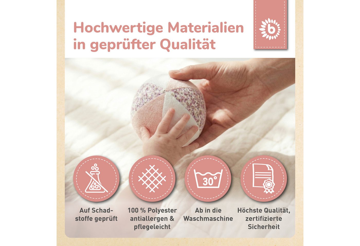 BIECO Greifspielzeug Bieco Softball mit Rassel, Ella, Ø 10 cm – Bild 5 von 5