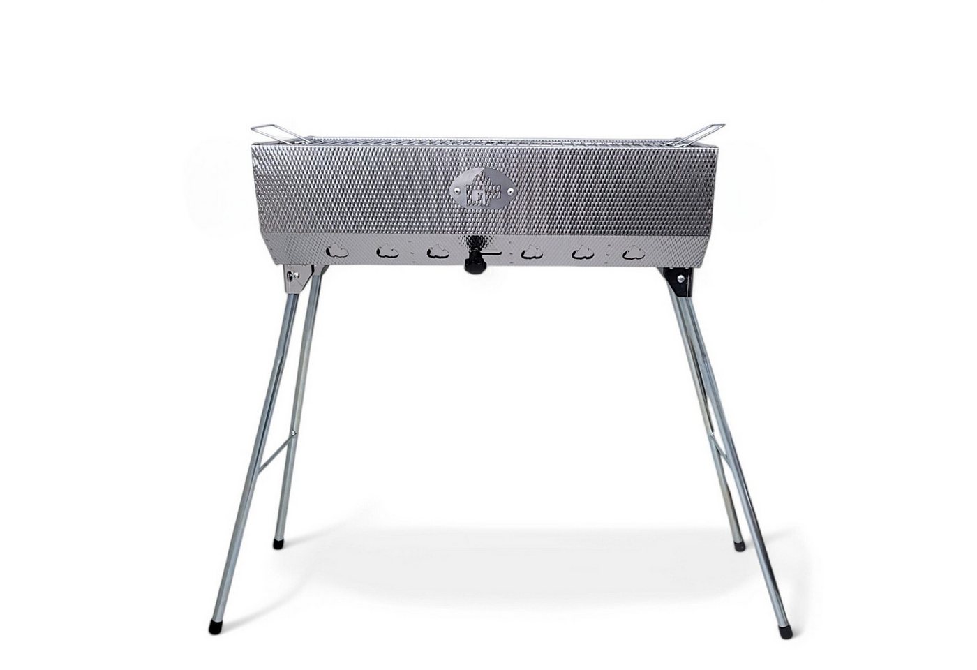 Grillpeter Holzkohlegrill Mangal Set Taschkent Schaschlikgrill mit 9er Drehspieß Spieße Motor – Bild 2 von 5
