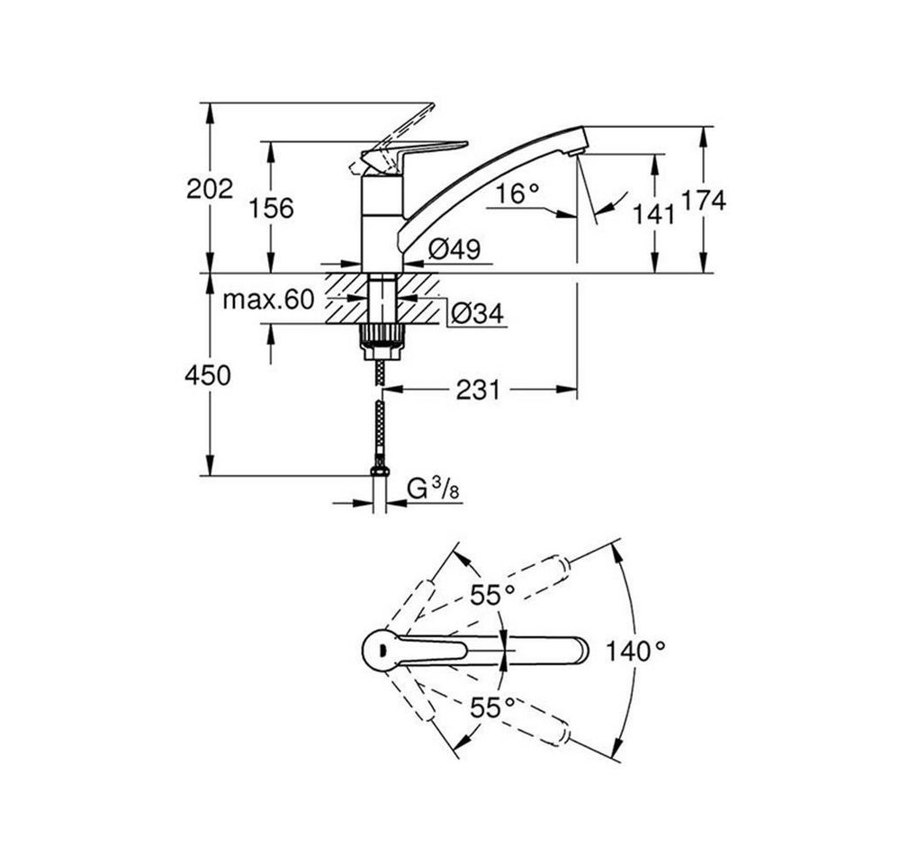 Grohe Küchenarmatur Bau Eco, niedriger Auslauf – Bild 2 von 2