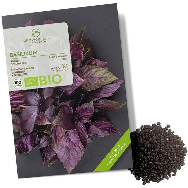 Growgreens Kräutersamen BIO Basilikum Samen Rot - Küchenkräuter Saatgut bio. Anbau (400 Korn)