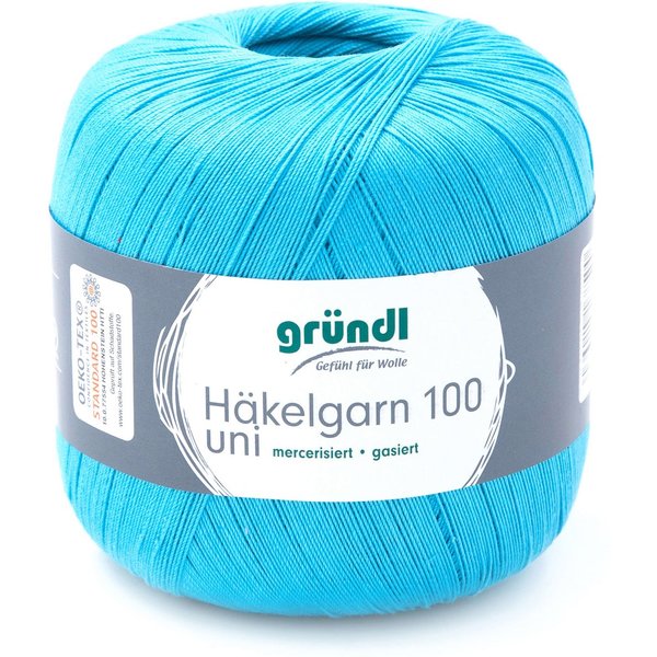 Gründl Häkelgarn 100, Baumwolle dünn zum Häkeln Handarbeiten DIY, 100g Häkelwolle, 566,00 m (Baumwollgarn, Filethäkelgarn), 60° waschbar