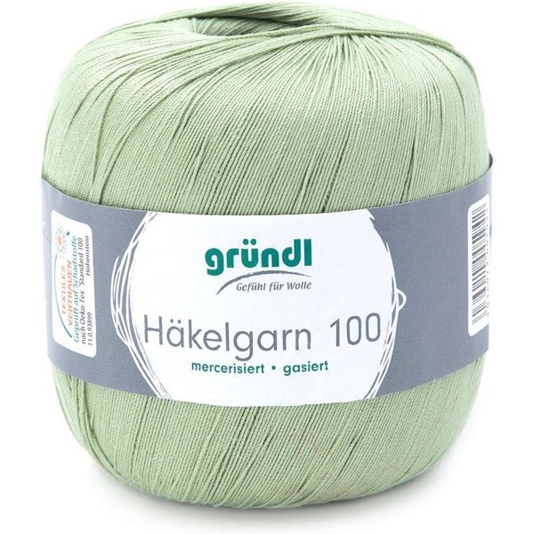 Gründl Häkelgarn 100, Baumwolle dünn zum Häkeln Handarbeiten DIY, 100g Häkelwolle, 566,00 m (Baumwollgarn, Filethäkelgarn), 60° waschbar