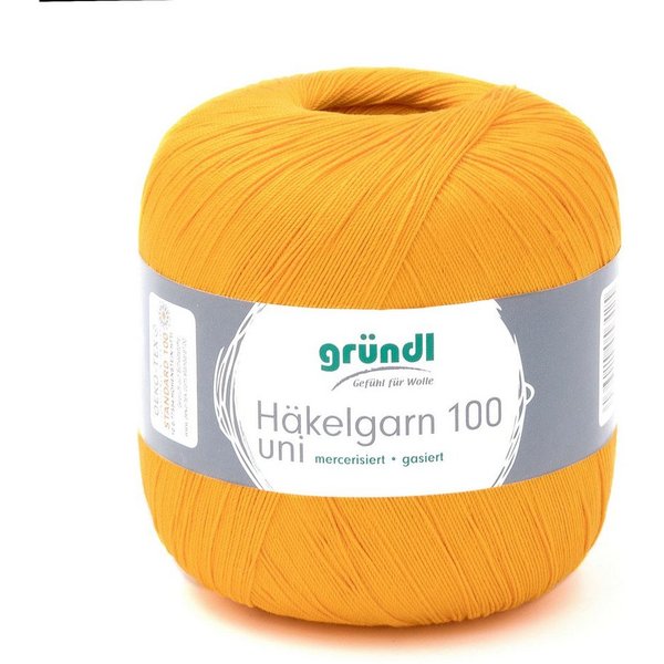 Gründl Häkelgarn 100, Baumwolle dünn zum Häkeln Handarbeiten DIY, 100g Häkelwolle, 566,00 m (Baumwollgarn, Filethäkelgarn), 60° waschbar