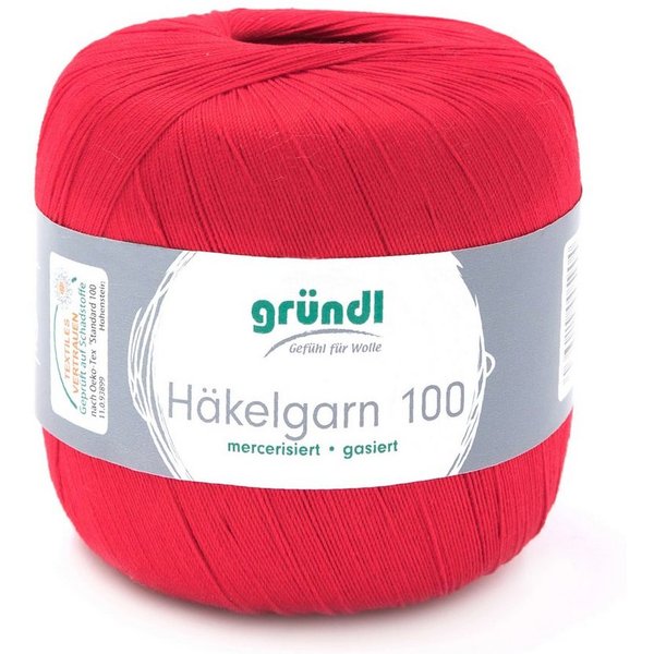 Gründl Häkelgarn 100, Baumwolle dünn zum Häkeln Handarbeiten DIY, 100g Häkelwolle, 566,00 m (Baumwollgarn, Filethäkelgarn), 60° waschbar