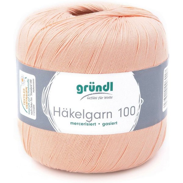 Gründl Häkelgarn 100, Baumwolle dünn zum Häkeln Handarbeiten DIY, 100g Häkelwolle, 566,00 m (Baumwollgarn, Filethäkelgarn), 60° waschbar