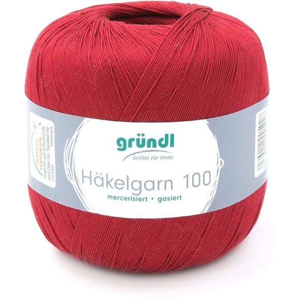 Gründl Häkelgarn 100, Baumwolle dünn zum Häkeln Handarbeiten DIY, 100g Häkelwolle, 566,00 m (Baumwollgarn, Filethäkelgarn), 60° waschbar