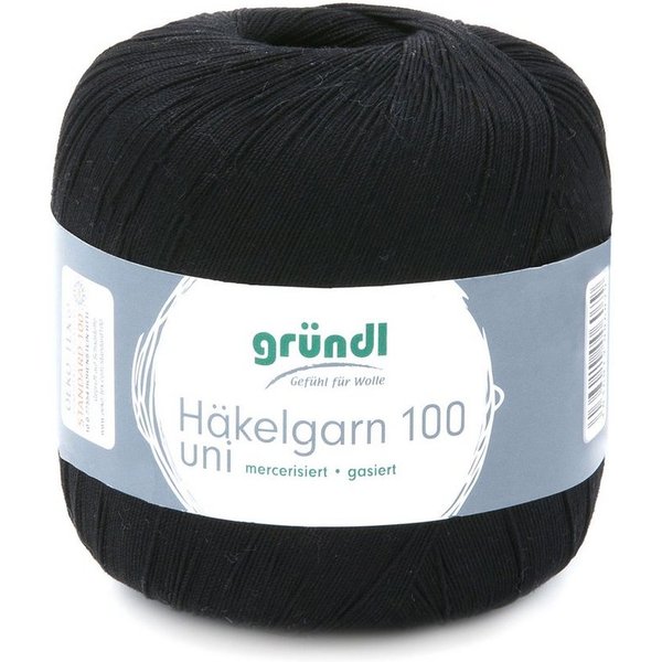 Gründl Häkelgarn 100, Baumwolle dünn zum Häkeln Handarbeiten DIY, 100g Häkelwolle, 566,00 m (Baumwollgarn, Filethäkelgarn), 60° waschbar