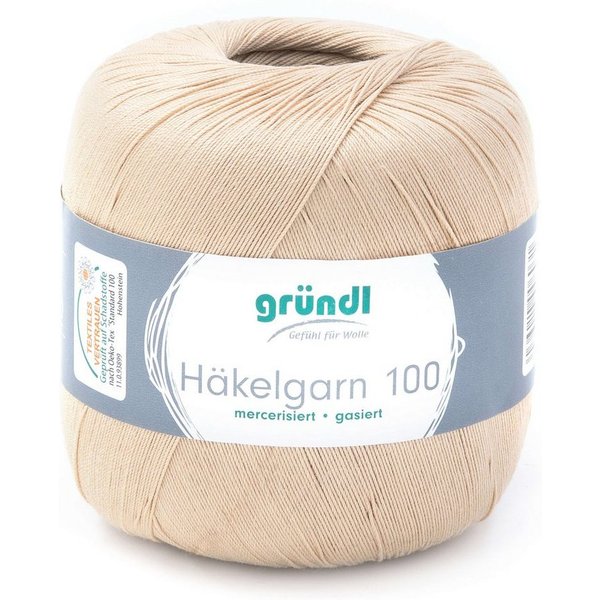 Gründl Häkelgarn 100, Baumwolle dünn zum Häkeln Handarbeiten DIY, 100g Häkelwolle, 566,00 m (Baumwollgarn, Filethäkelgarn), 60° waschbar