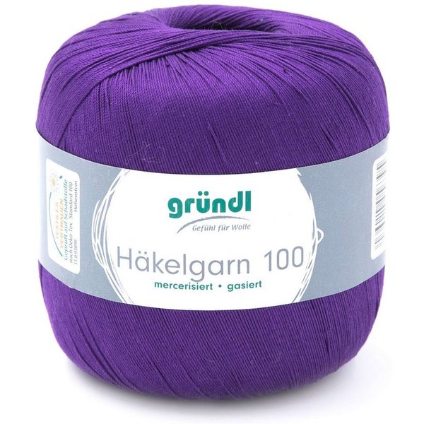 Gründl Häkelgarn 100, Baumwolle dünn zum Häkeln Handarbeiten DIY, 100g Häkelwolle, 566,00 m (Baumwollgarn, Filethäkelgarn), 60° waschbar