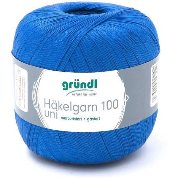 Gründl Häkelgarn 100, Baumwolle dünn zum Häkeln Handarbeiten DIY, 100g Häkelwolle, 566,00 m (Baumwollgarn, Filethäkelgarn), 60° waschbar