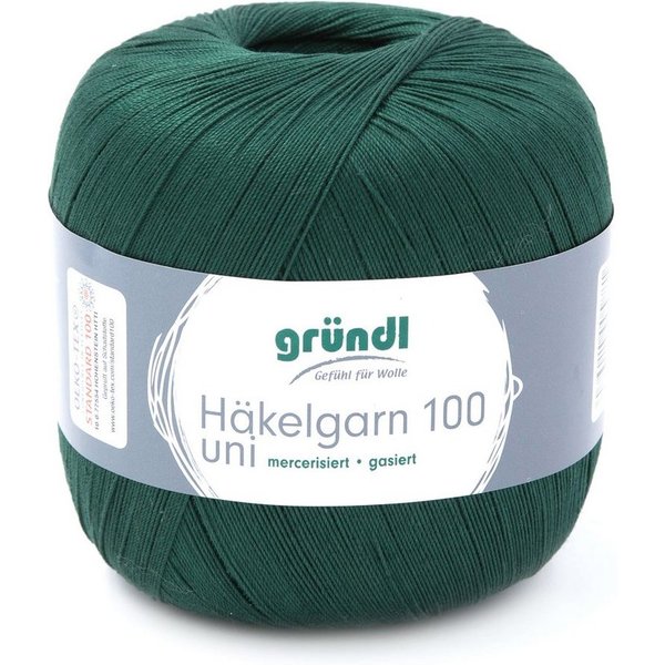 Gründl Häkelgarn 100, Baumwolle dünn zum Häkeln Handarbeiten DIY, 100g Häkelwolle, 566,00 m (Baumwollgarn, Filethäkelgarn), 60° waschbar