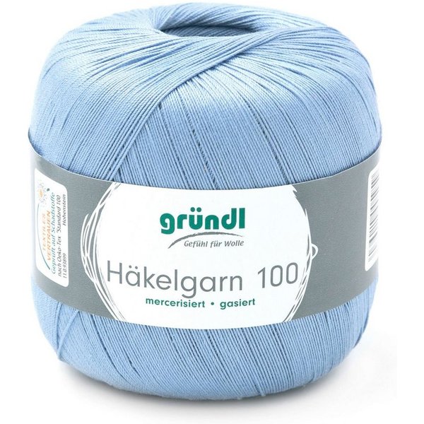 Gründl Häkelgarn 100, Baumwolle dünn zum Häkeln Handarbeiten DIY, 100g Häkelwolle, 566,00 m (Baumwollgarn, Filethäkelgarn), 60° waschbar