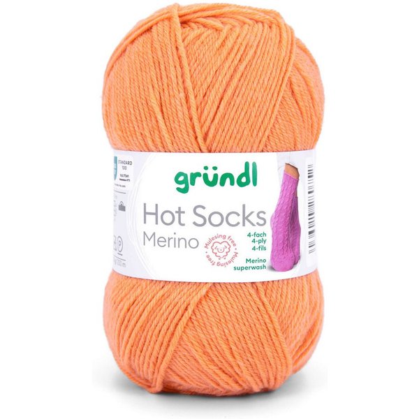 Gründl Hot Socks Merino Sockenwolle 4fädig einfarbig Häkelwolle, 210,00 m (50g Sockengarn 4fach uni, Strumpfwolle 4-fädig / 4-fach mit Merinowolle), 75% Wolle, 