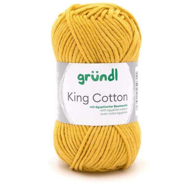 Gründl Wolle King Cotton Baumwollgarn Strickgarn Häkelwolle, 78,00 m (50g Handstrickgarn, Strickwolle, Baumwollmischgarn mit ägyptischer Baumwolle, zum Stricken