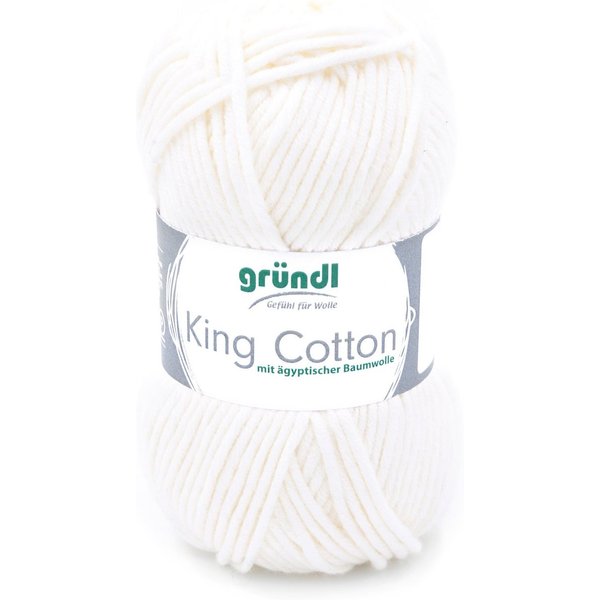 Gründl Wolle King Cotton Baumwollgarn Strickgarn Häkelwolle, 78,00 m (50g Handstrickgarn, Strickwolle, Baumwollmischgarn mit ägyptischer Baumwolle, zum Stricken