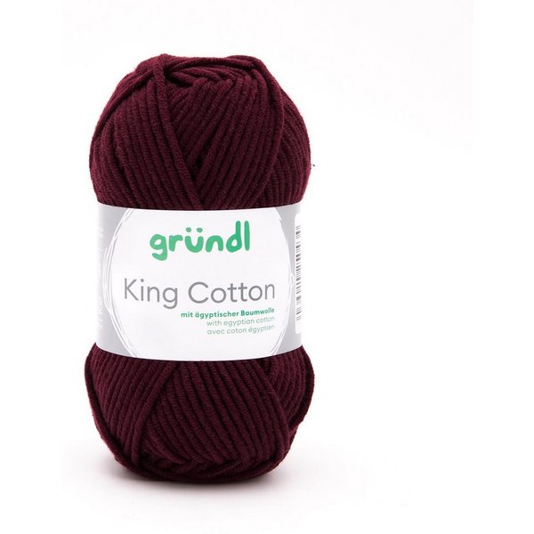 Gründl Wolle King Cotton Baumwollgarn Strickgarn Häkelwolle, 78,00 m (50g Handstrickgarn, Strickwolle, Baumwollmischgarn mit ägyptischer Baumwolle, zum Stricken