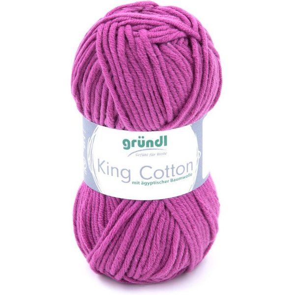 Gründl Wolle King Cotton Baumwollgarn Strickgarn Häkelwolle, 78,00 m (50g Handstrickgarn, Strickwolle, Baumwollmischgarn mit ägyptischer Baumwolle, zum Stricken