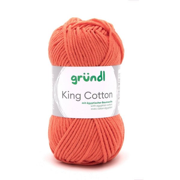 Gründl Wolle King Cotton Baumwollgarn Strickgarn Häkelwolle, 78,00 m (50g Handstrickgarn, Strickwolle, Baumwollmischgarn mit ägyptischer Baumwolle, zum Stricken