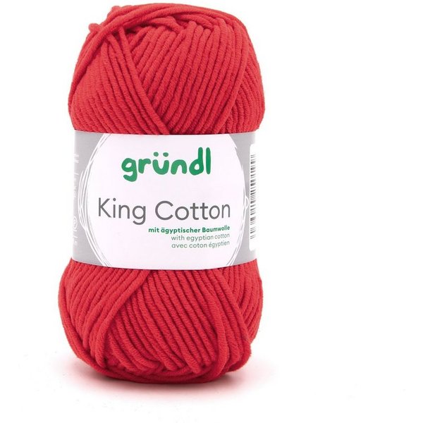 Gründl Wolle King Cotton Baumwollgarn Strickgarn Häkelwolle, 78,00 m (50g Handstrickgarn, Strickwolle, Baumwollmischgarn mit ägyptischer Baumwolle, zum Stricken