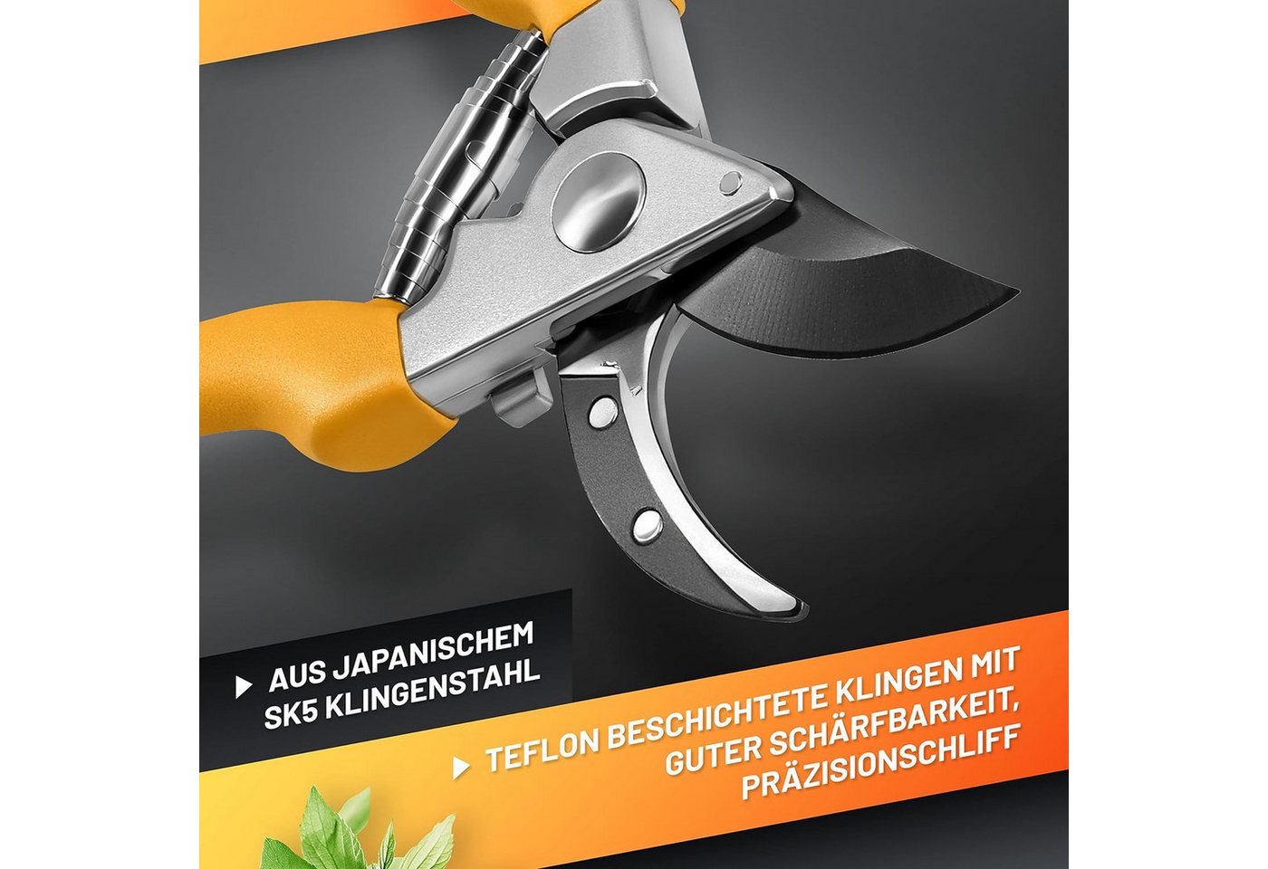 GRÜNTEK Gartenschere Heckenschere GERFALKE, Bypass Schnittsystem, Schnittstärke bis 20 mm, Teflon Klinge SK5, Präzisionsschliff, ergonomische Anti-Rutsch-Griffe – Bild 3 von 5