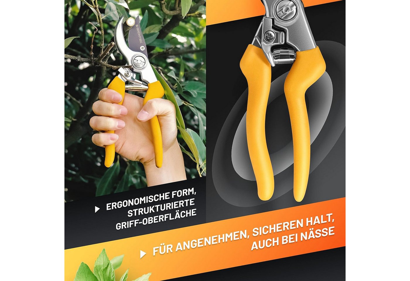 GRÜNTEK Gartenschere Heckenschere GERFALKE, Bypass Schnittsystem, Schnittstärke bis 20 mm, Teflon Klinge SK5, Präzisionsschliff, ergonomische Anti-Rutsch-Griffe – Bild 4 von 5