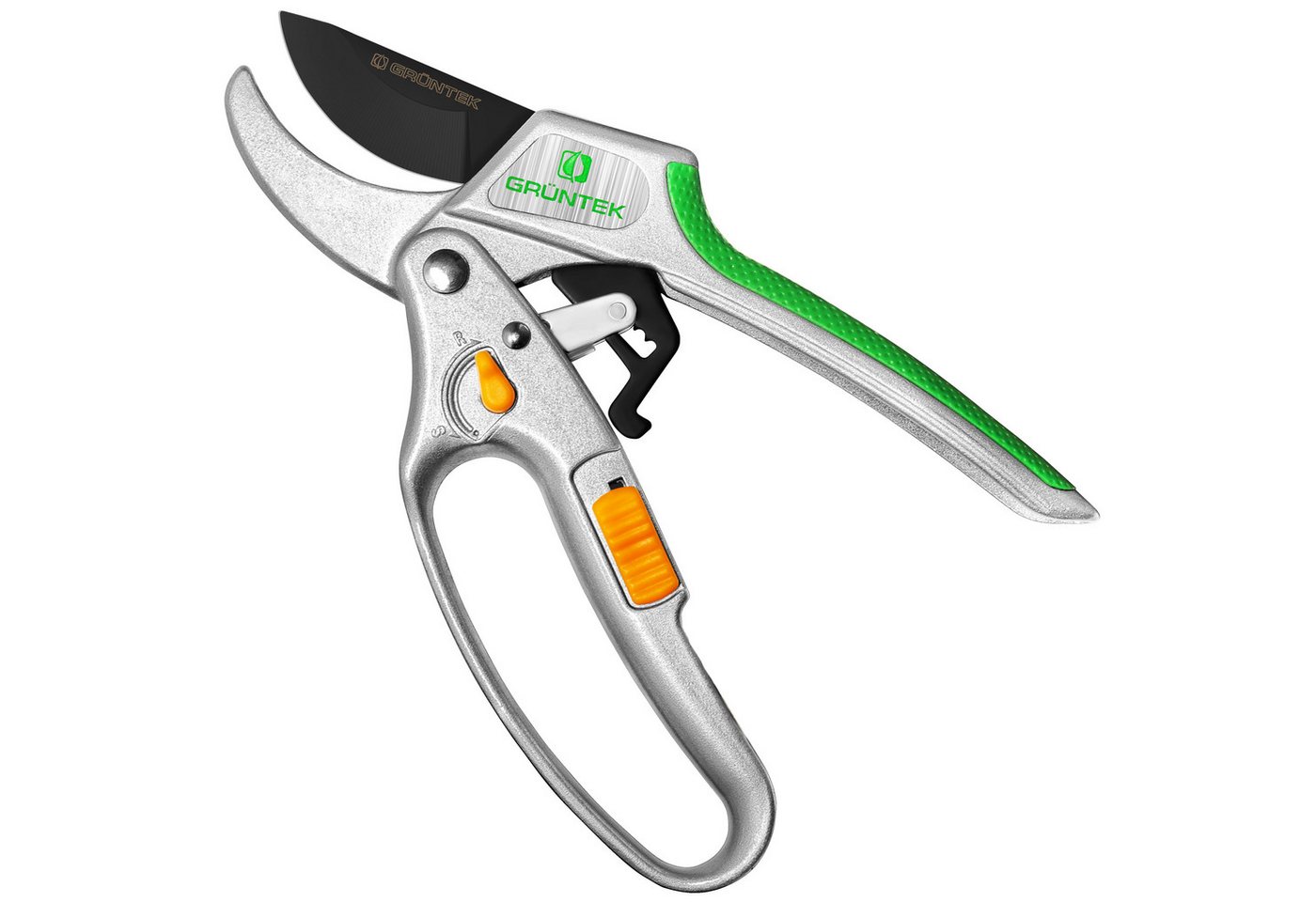 GRÜNTEK Gartenschere KAKADU, Pflanzenschere mit Schnittstärke bis 24 mm Durchmesser, Umschaltbar mit Ratschen- und ohne Ratschen-Mechanismus (nur Amboss) – Bild 2 von 5