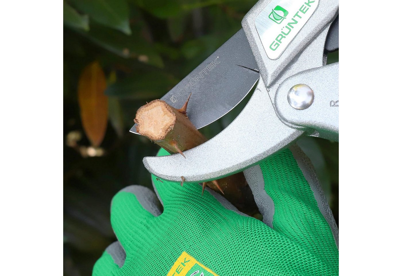 GRÜNTEK Gartenschere KAKADU, Pflanzenschere mit Schnittstärke bis 24 mm Durchmesser, Umschaltbar mit Ratschen- und ohne Ratschen-Mechanismus (nur Amboss) – Bild 5 von 5