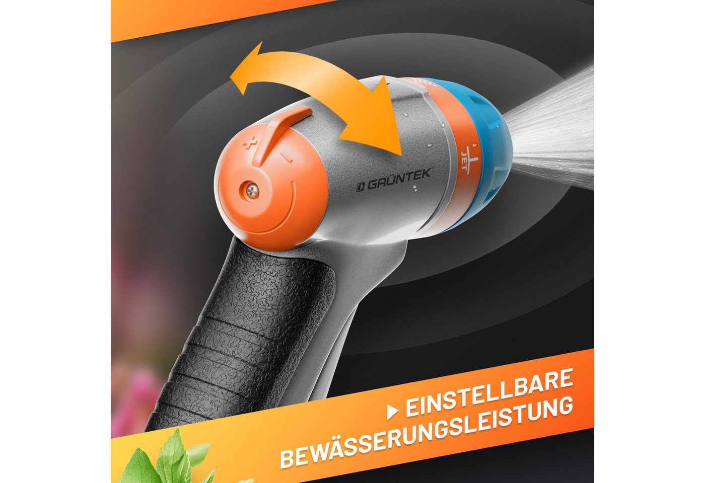 GRÜNTEK Multifunktionsbrause Metall Gartenbrause verstellbar von Stechstrahl bis fein, mit 3 Düsen, (Sprühkopf), für Garten, Autowaschen und Zuhause, stoßfest u – Bild 3 von 5