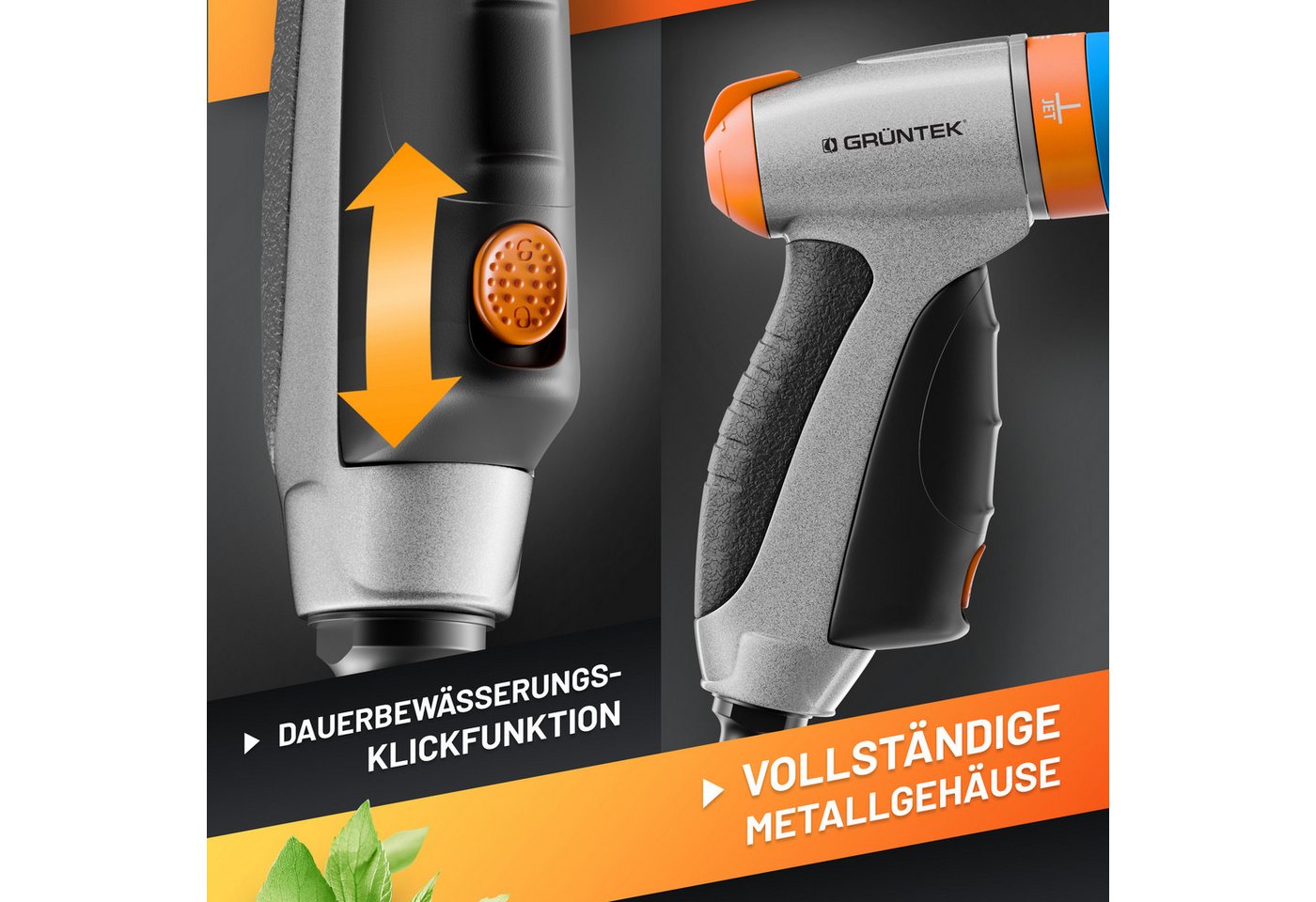 GRÜNTEK Multifunktionsbrause Metall Gartenbrause verstellbar von Stechstrahl bis fein, mit 3 Düsen, (Sprühkopf), für Garten, Autowaschen und Zuhause, stoßfest u – Bild 5 von 5