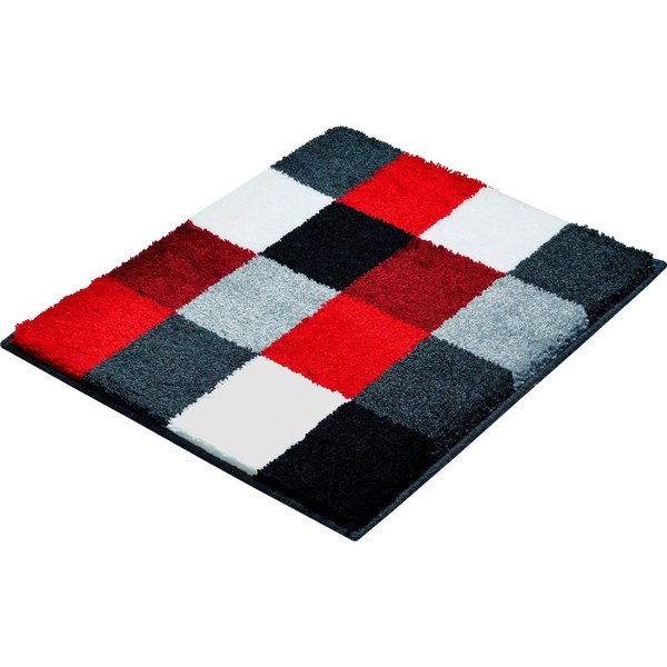 Grund Badematte BONA, Höhe 20 mm, fußbodenheizungsgeeignet, Polyester, rechteckig, rutschhemmender Rücken, kariert, flauschig, weich