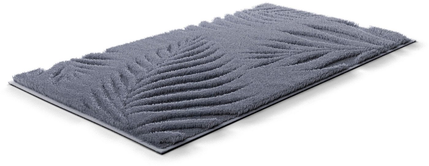 Grund Badematte Ferya, Höhe 20 mm, rutschhemmend beschichtet, fußbodenheizungsgeeignet, Polyester, rechteckig, Dezentes Blattmuster mit Hoch-Tief-Struktur, 5 Ja – Bild 2 von 5