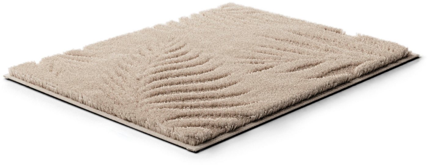 Grund Badematte Ferya, Höhe 20 mm, rutschhemmend beschichtet, fußbodenheizungsgeeignet, Polyester, rechteckig, Dezentes Blattmuster mit Hoch-Tief-Struktur, 5 Ja – Bild 2 von 5