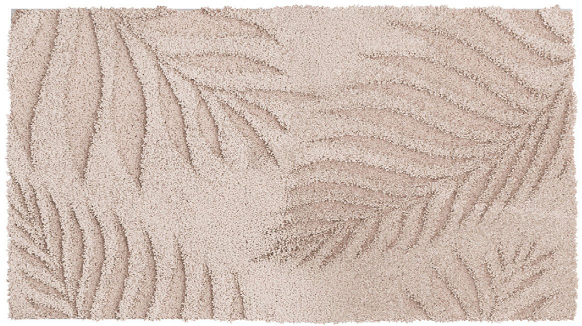Grund Badematte Ferya, Höhe 20 mm, rutschhemmend beschichtet, fußbodenheizungsgeeignet, Polyester, rechteckig, Dezentes Blattmuster mit Hoch-Tief-Struktur, 5 Ja – Bild 3 von 5