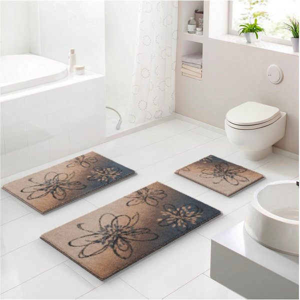 Grund Badematte Lusia, Höhe 20 mm, rutschhemmend beschichtet, fußbodenheizungsgeeignet, Polyacryl, rechteckig, Florales Design mit sanftem Farbverlauf, 5 Jahre 