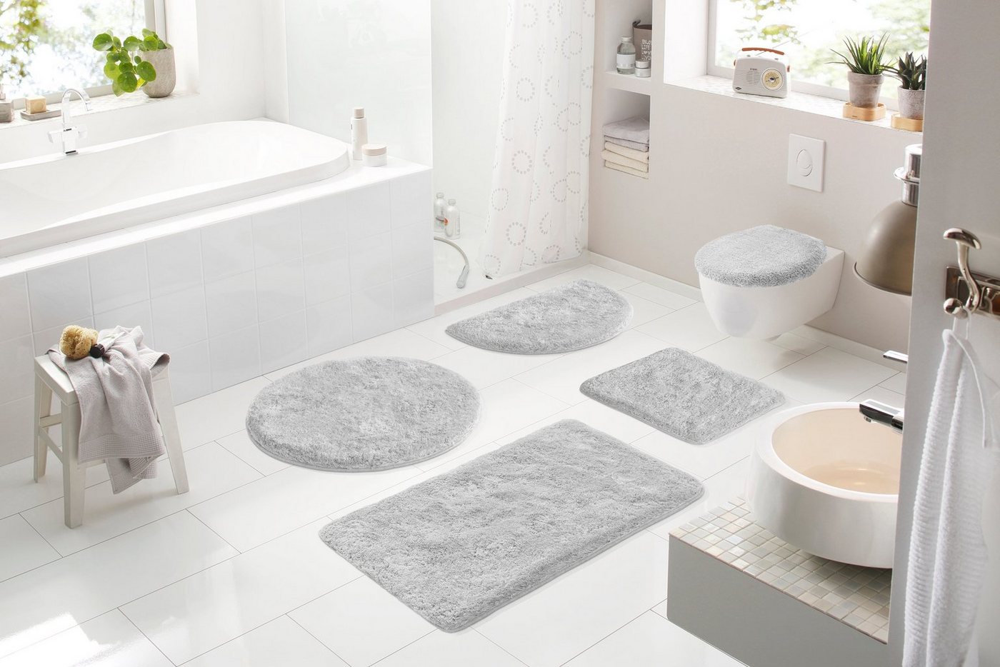 Grund Badematte Melos, Badvorleger, Badezimmer Teppich, sehr weich, Höhe 27 mm, rutschhemmend beschichtet, fußbodenheizungsgeeignet, Kunstfaser, halbrund, melie – Bild 3 von 5