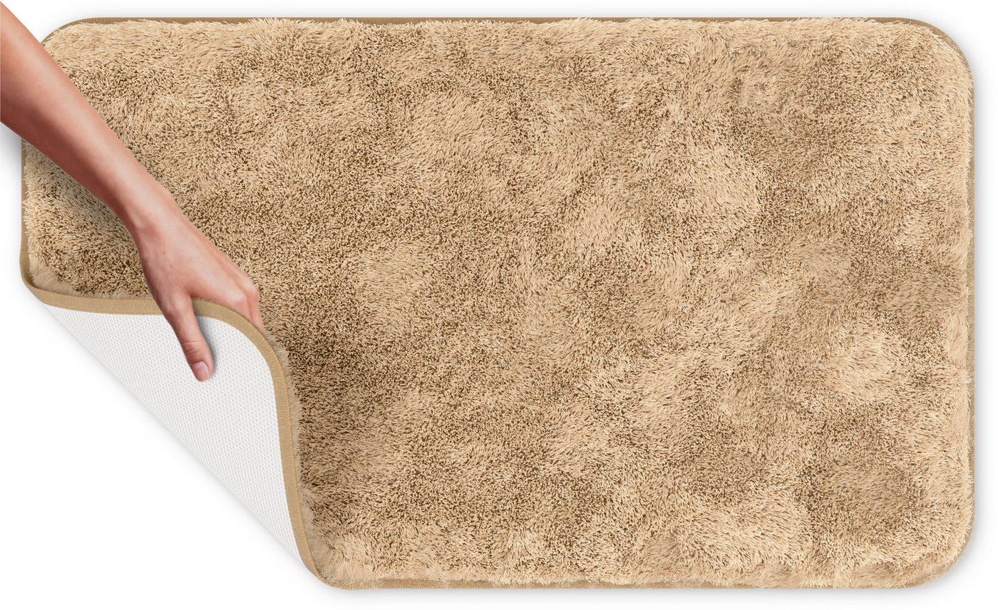 Grund Badematte Melos, Badvorleger, Badezimmer Teppich, sehr weich, Höhe 27 mm, rutschhemmend beschichtet, fußbodenheizungsgeeignet, Kunstfaser, rechteckig, mel – Bild 4 von 5