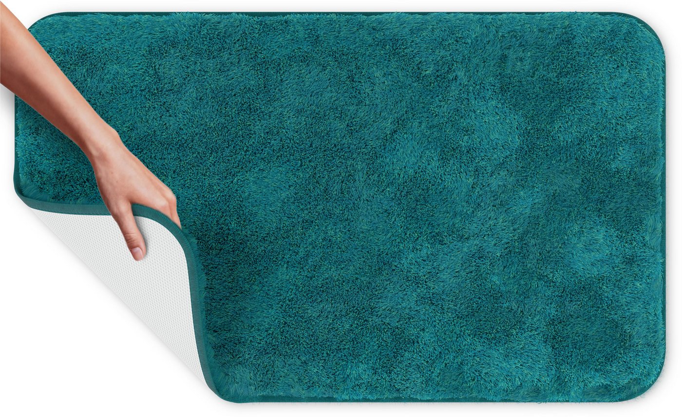 Grund Badematte Melos, Badvorleger, Badezimmer Teppich, sehr weich, Höhe 27 mm, rutschhemmend beschichtet, fußbodenheizungsgeeignet, Kunstfaser, rechteckig, mel – Bild 4 von 5