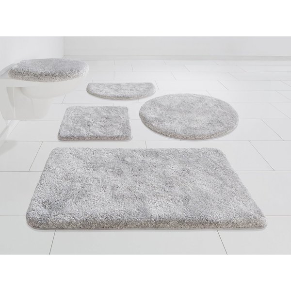 Grund Badematte Melos, Badvorleger, Badezimmer Teppich, sehr weich, Höhe 27 mm, rutschhemmend beschichtet, fußbodenheizungsgeeignet, Kunstfaser, rund, melierte 