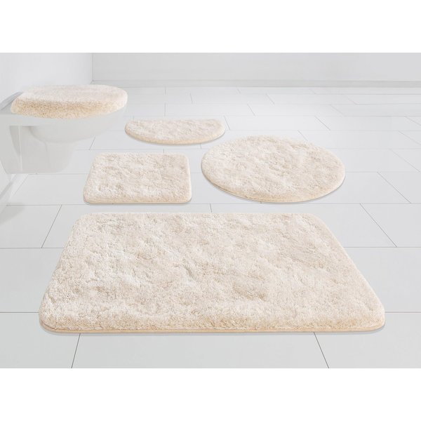 Grund Badematte Melos, Badvorleger, Badezimmer Teppich, sehr weich, Höhe 27 mm, rutschhemmend beschichtet, fußbodenheizungsgeeignet, Kunstfaser, halbrund, melie
