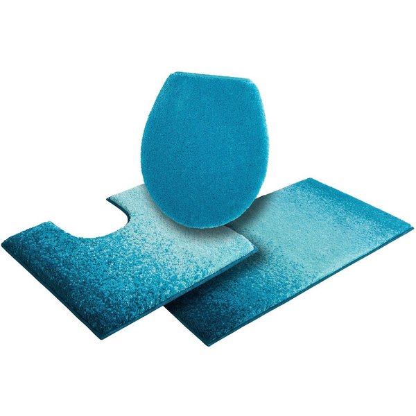 Grund Badematte Mistral, Höhe 20 mm, rutschhemmend beschichtet, fußbodenheizungsgeeignet, Kunstfaser, rechteckig, 3-tlg. Stand-WC Set, meliertes Design, Ombré-L