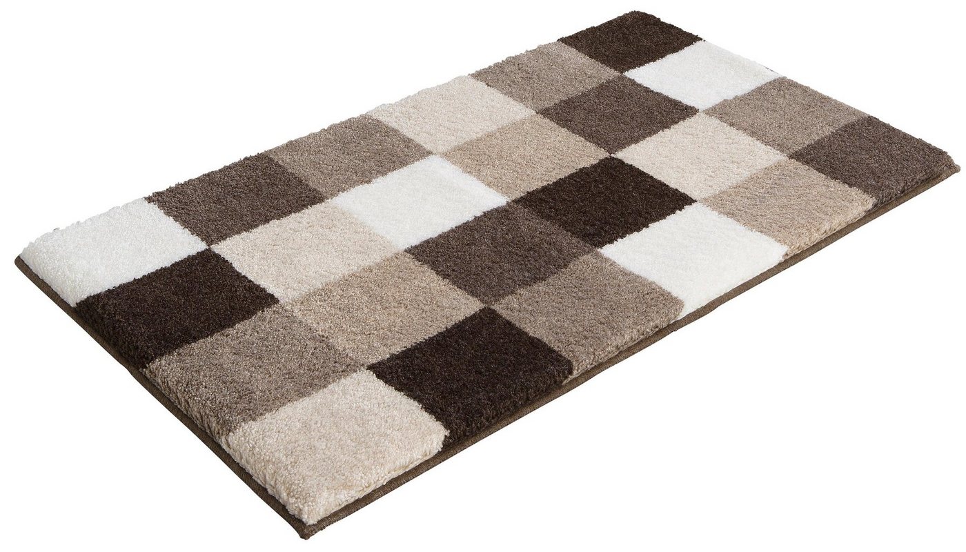 Grund Badematte Mosaik, Badvorleger, Badezimmer Teppich, sehr weich, Höhe 20 mm, rutschhemmend beschichtet, fußbodenheizungsgeeignet, Kunstfaser, rechteckig, an – Bild 2 von 5