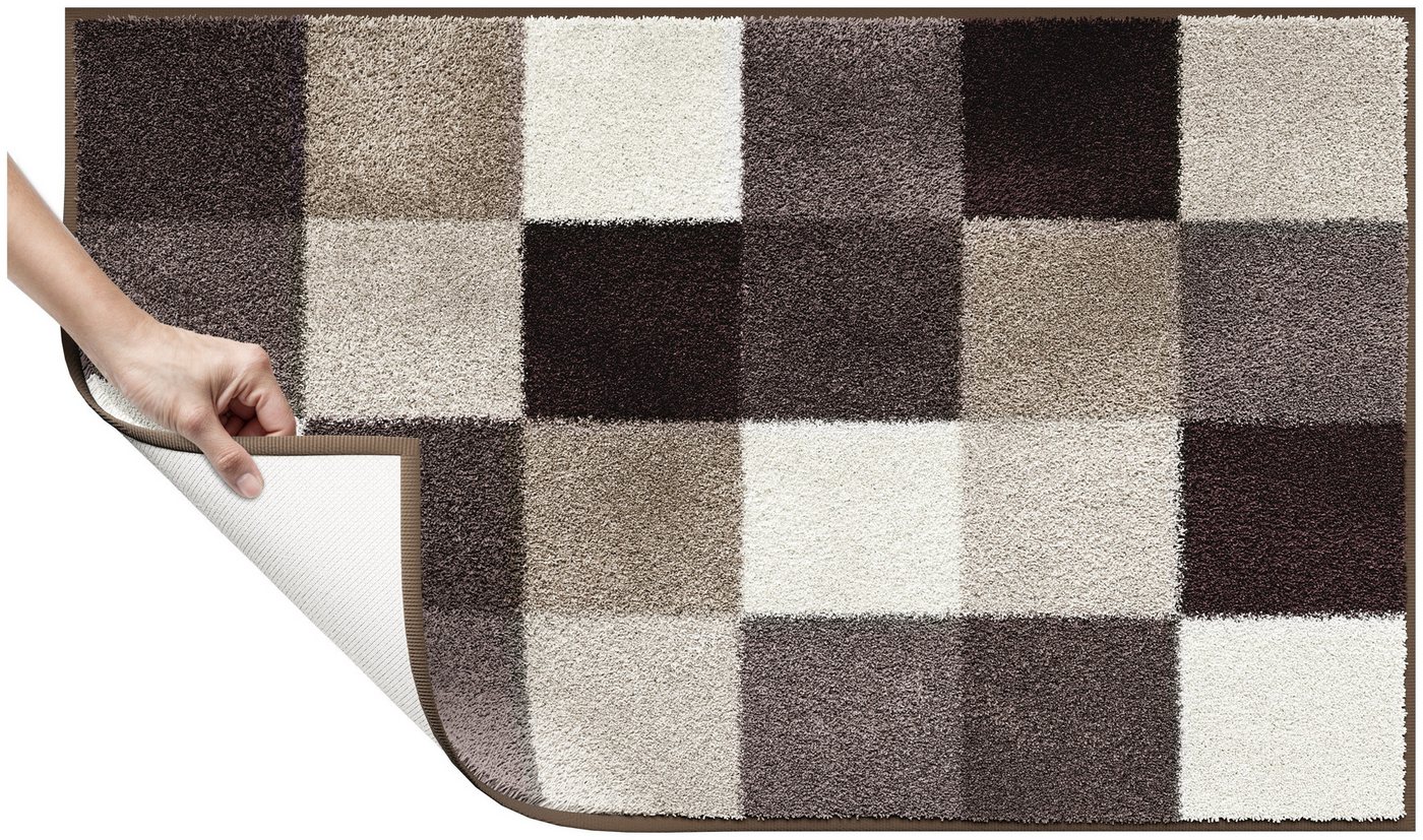 Grund Badematte Mosaik, Badvorleger, Badezimmer Teppich, sehr weich, Höhe 20 mm, rutschhemmend beschichtet, fußbodenheizungsgeeignet, Kunstfaser, rechteckig, an – Bild 3 von 5