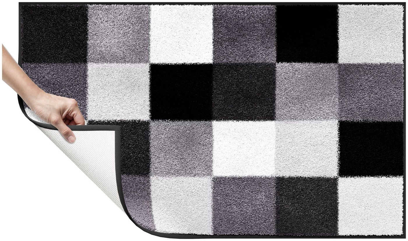 Grund Badematte Mosaik, Badvorleger, Badezimmer Teppich, sehr weich, Höhe 20 mm, rutschhemmend beschichtet, fußbodenheizungsgeeignet, Kunstfaser, rechteckig, an – Bild 3 von 5