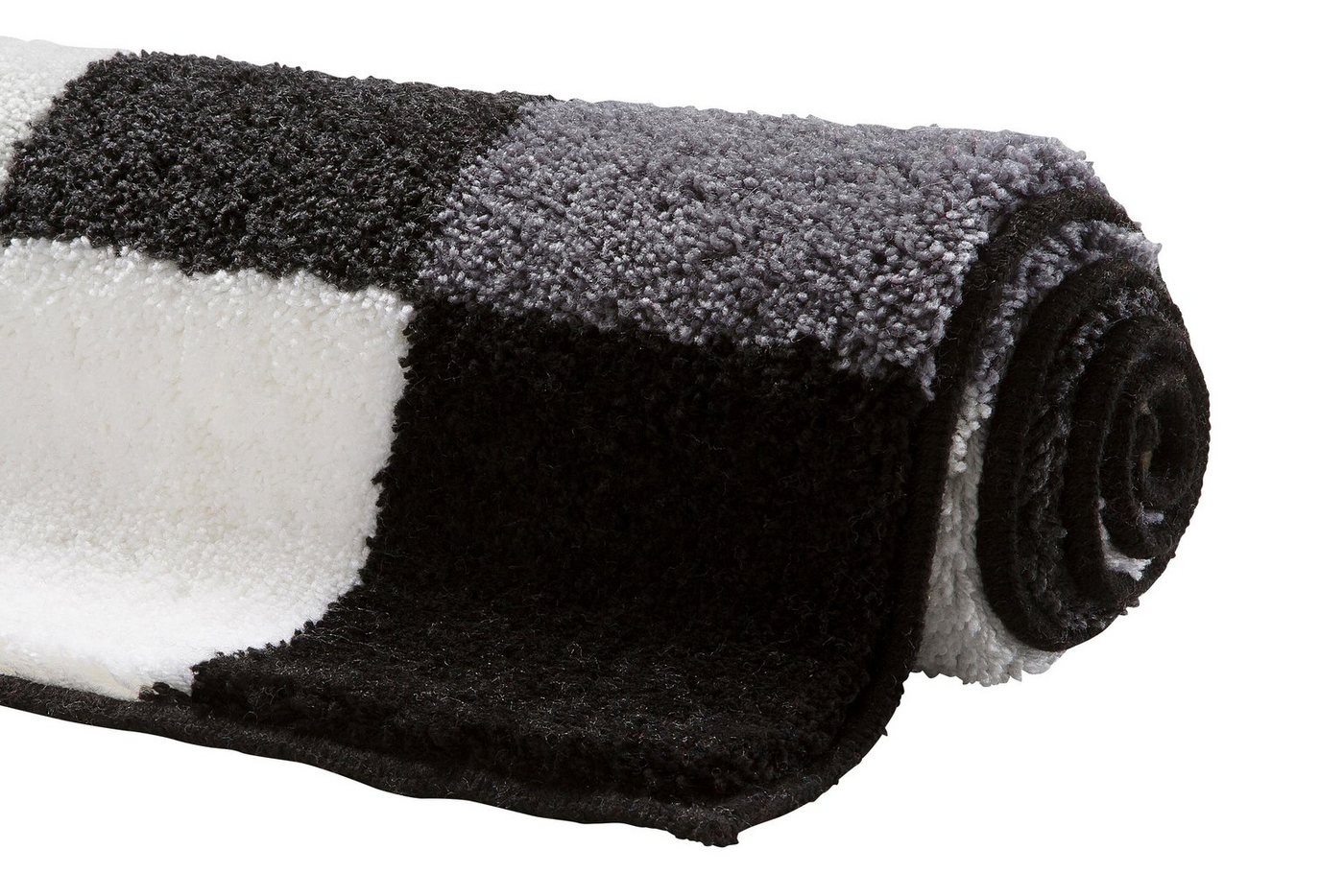 Grund Badematte Mosaik, Badvorleger, Badezimmer Teppich, sehr weich, Höhe 20 mm, rutschhemmend beschichtet, fußbodenheizungsgeeignet, Kunstfaser, rechteckig, an – Bild 4 von 5