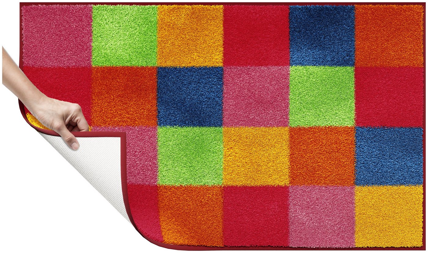 Grund Badematte Mosaik, Badvorleger, Badezimmer Teppich, sehr weich, Höhe 20 mm, rutschhemmend beschichtet, fußbodenheizungsgeeignet, Kunstfaser, rechteckig, an – Bild 3 von 5
