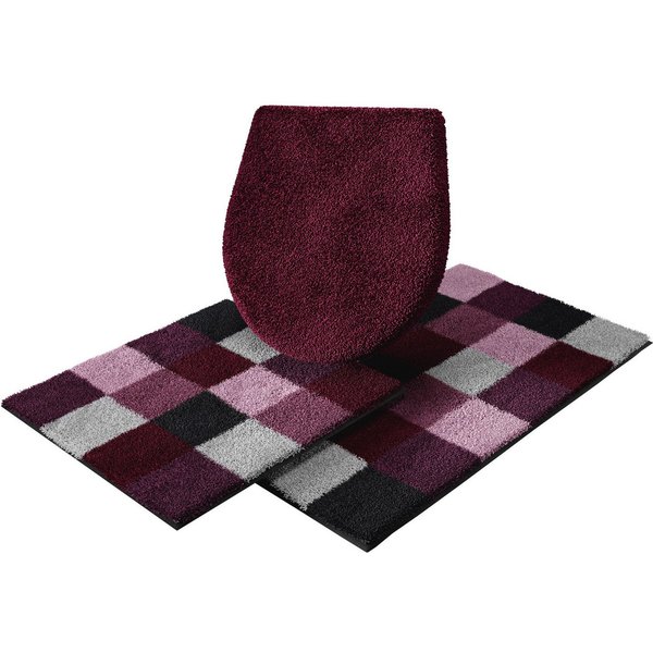 Grund Badematte Mosaik, Badvorleger, Badezimmer Teppich, sehr weich, Höhe 20 mm, rutschhemmend beschichtet, fußbodenheizungsgeeignet, Kunstfaser, rechteckig, 3-
