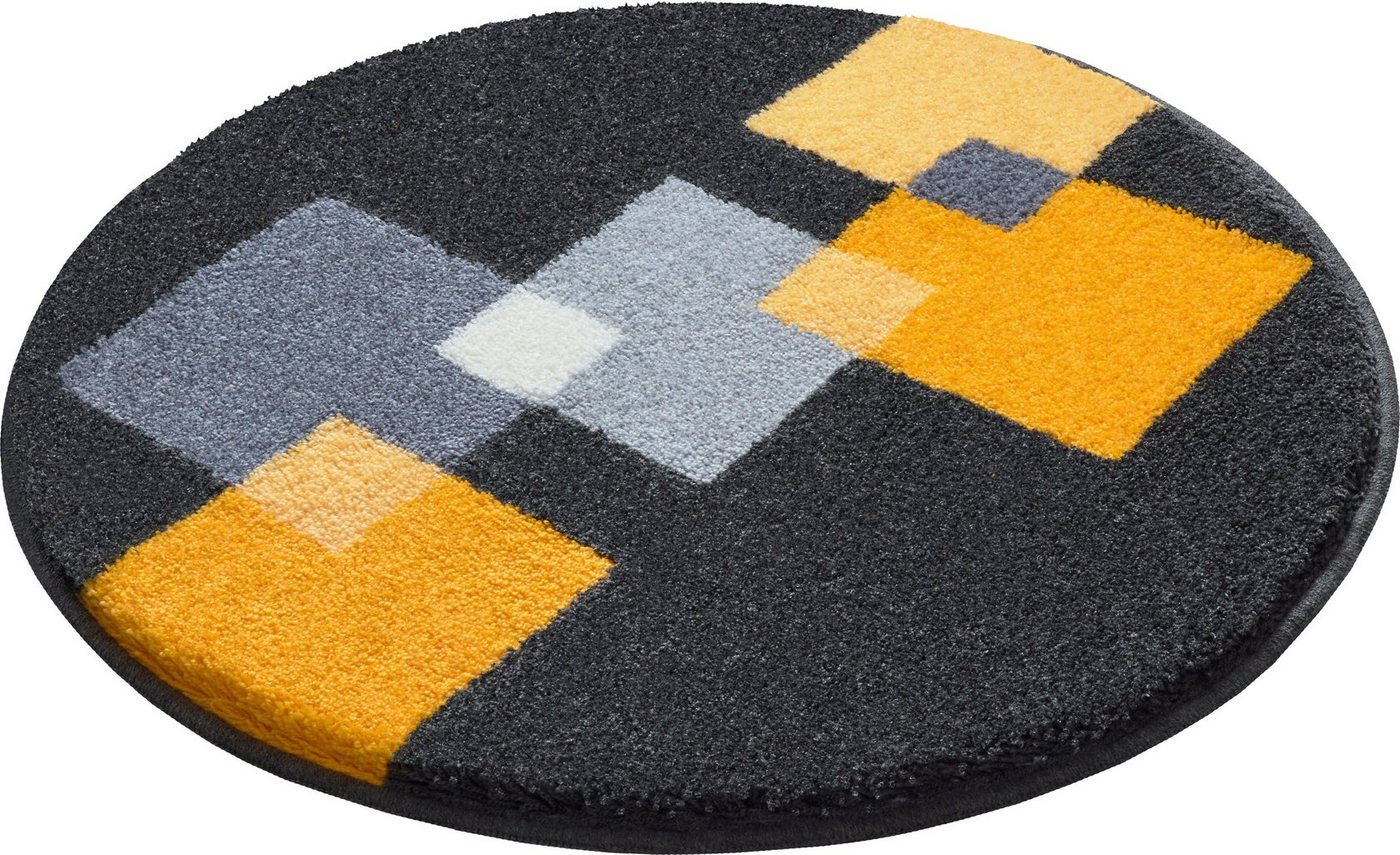 Grund Badematte Paxos, Höhe 20 mm, rutschhemmend beschichtet, strapazierfähig, fußbodenheizungsgeeignet, Polyacryl, rund, geometrisches Design, modern, flauschi – Bild 2 von 5
