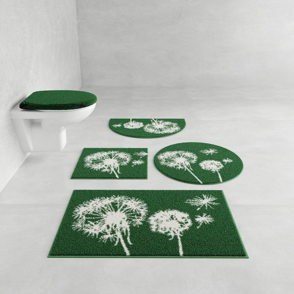 Grund Badematte Pusteblume, Badvorleger, Badezimmer Teppich, sehr weich, Höhe 20 mm, rutschhemmend beschichtet, schnell trocknend, fußbodenheizungsgeeignet, Pol